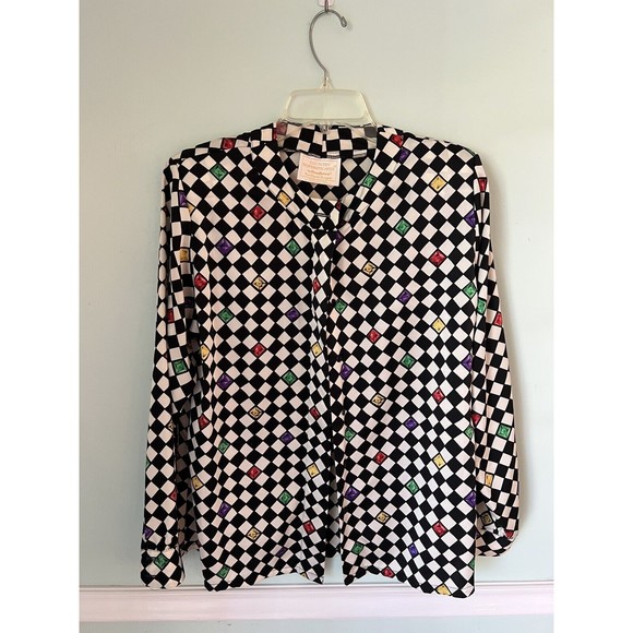 Vintage Pendleton buttoned down blouse black and white checkered 12 - Picture 1 of 5